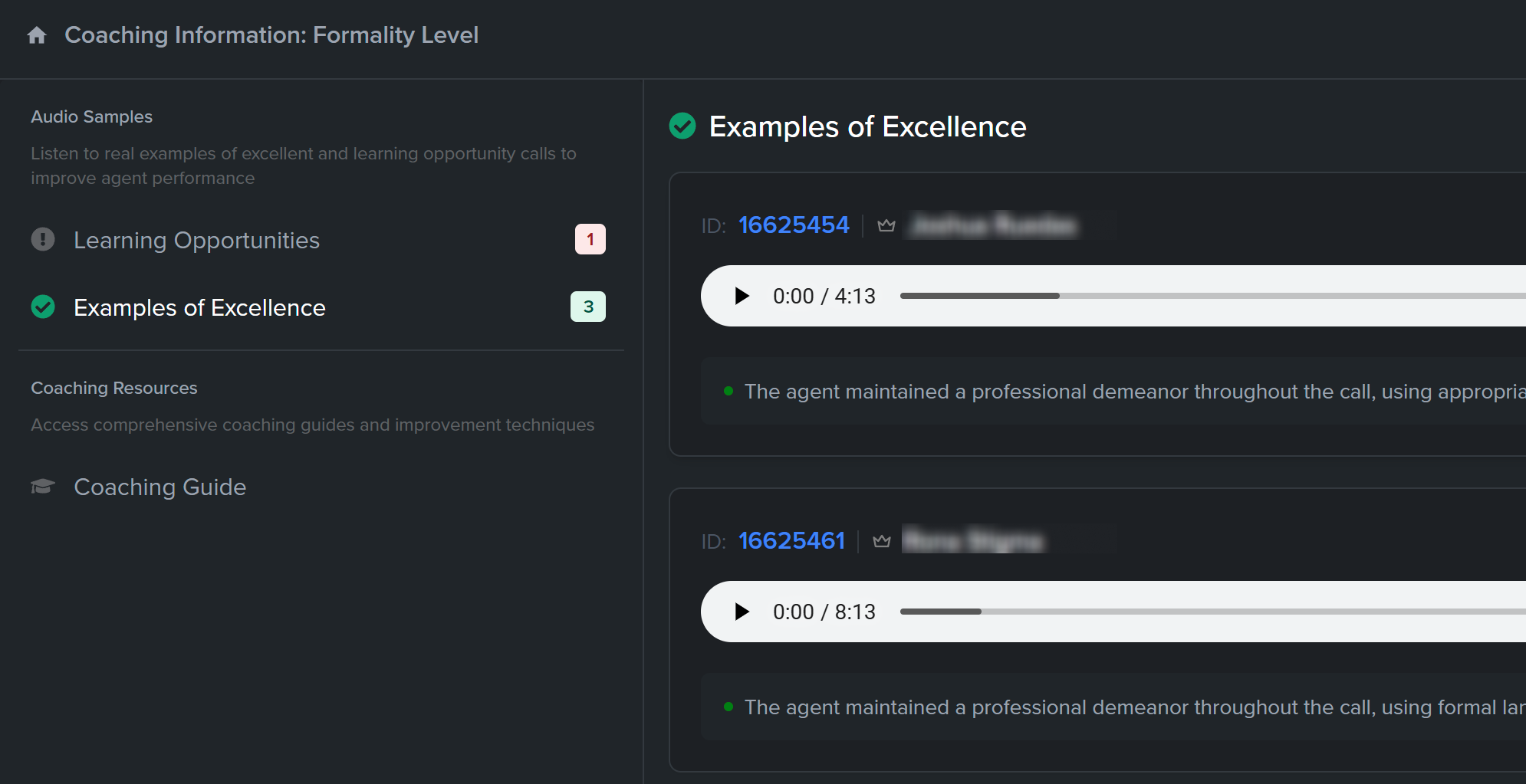 Coaching workflow interface