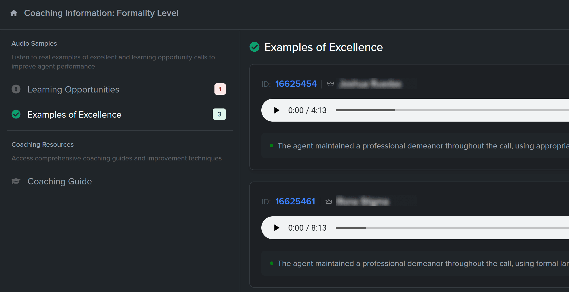 Coaching workflow interface